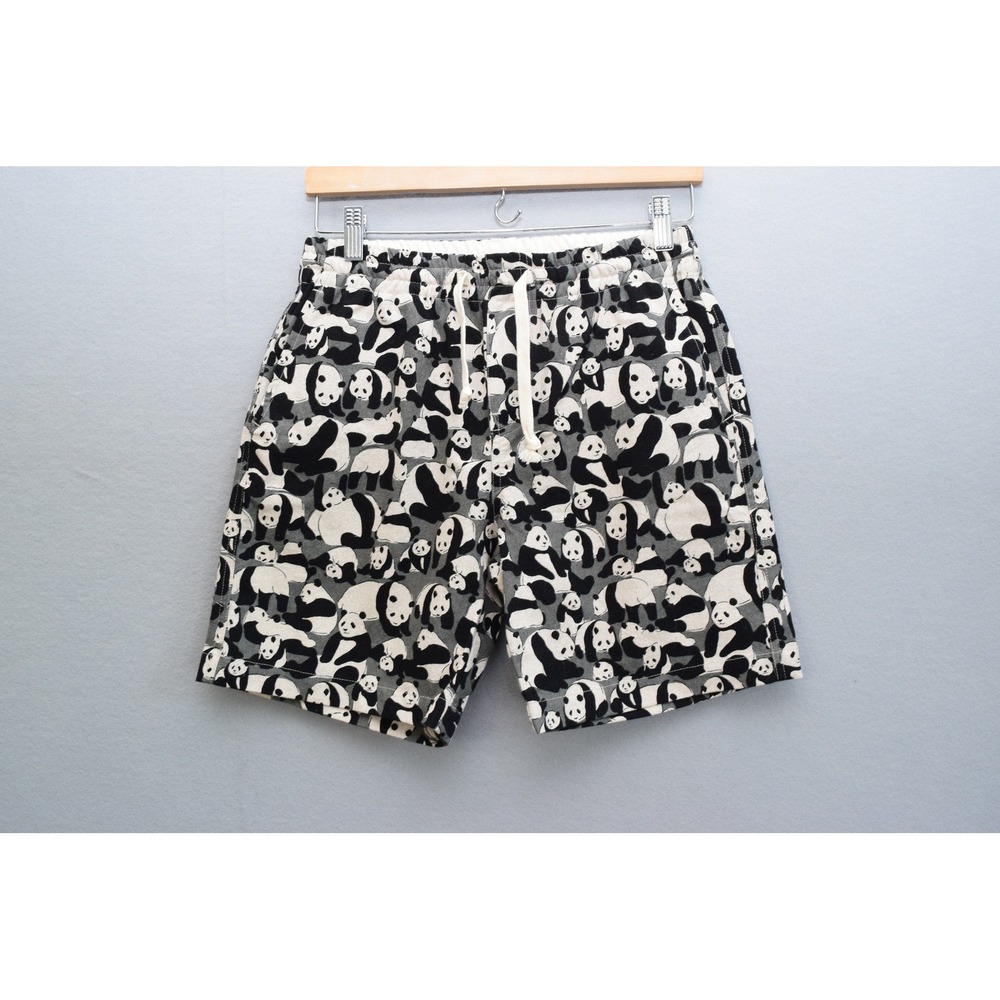 Gustin The Panda Shorts Small Black White Grey Elastic Waist Mens  100% Cotton